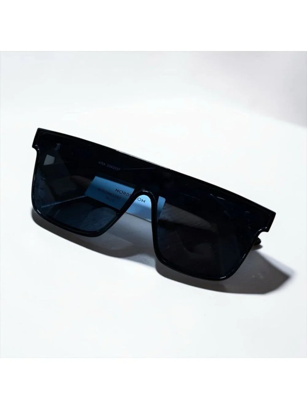 AIRE Black Shield Sunglasses Oversized Square Visor Trendy Street Style UV